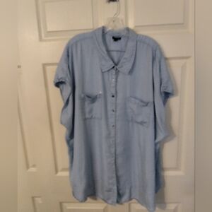 Light Blue Oversized Button-Up Shirt